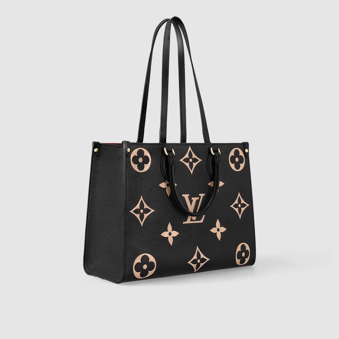 Túi Louis Vuitton Onthego Mm Da Bicolor Monogram Empreinte Nữ Đen Be